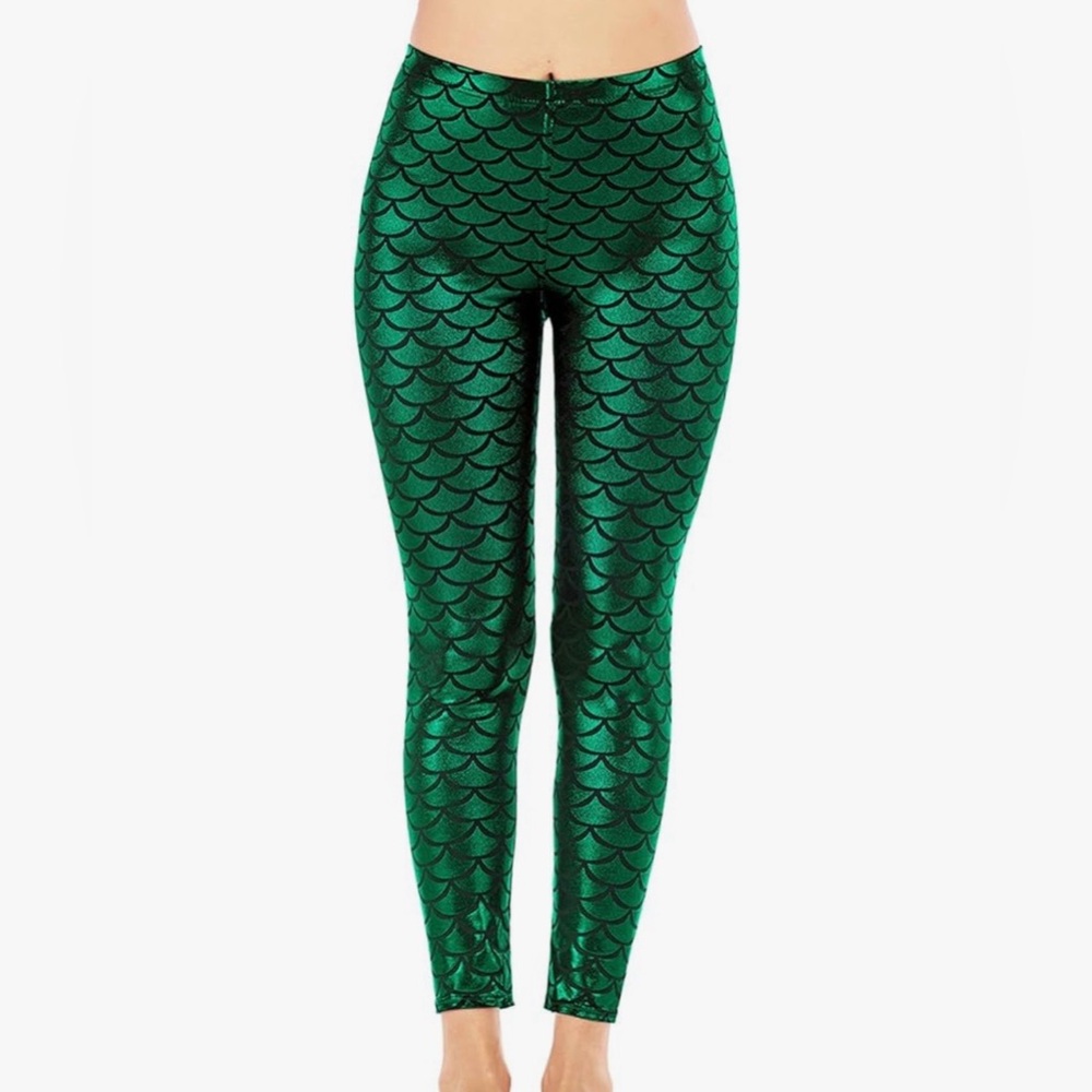 Green Mermaid Scale Leggings
